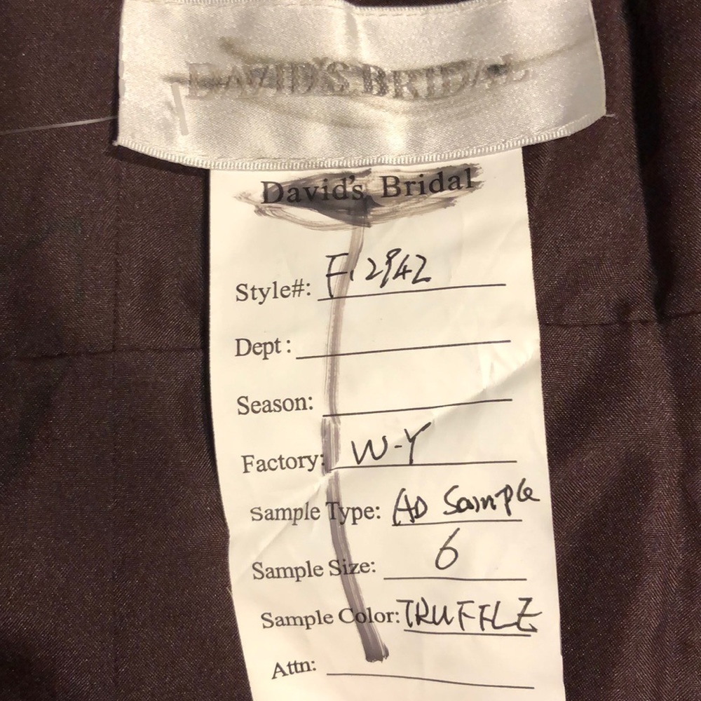 David's Bridal Brown Truffle Sample Dress 6 - Picture 4 of 4